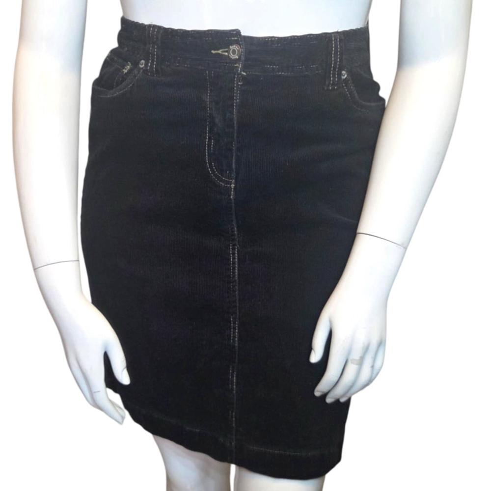Boden Black Corduroy Skirt, US 8-10 Stretch Cotton Academic Tailored